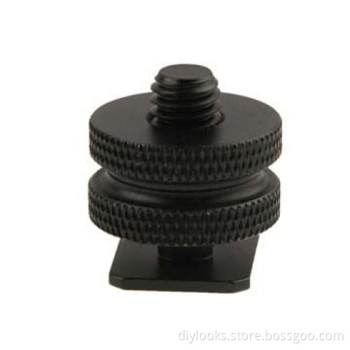 Reinforced Hot Shoe Aluminum Alloy 1/4 Screw Adapter with Double Nut